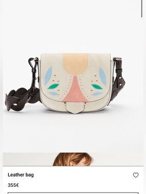 Cream Leather Crossbody Bag with Pastel Motif NEW WITH TAGS